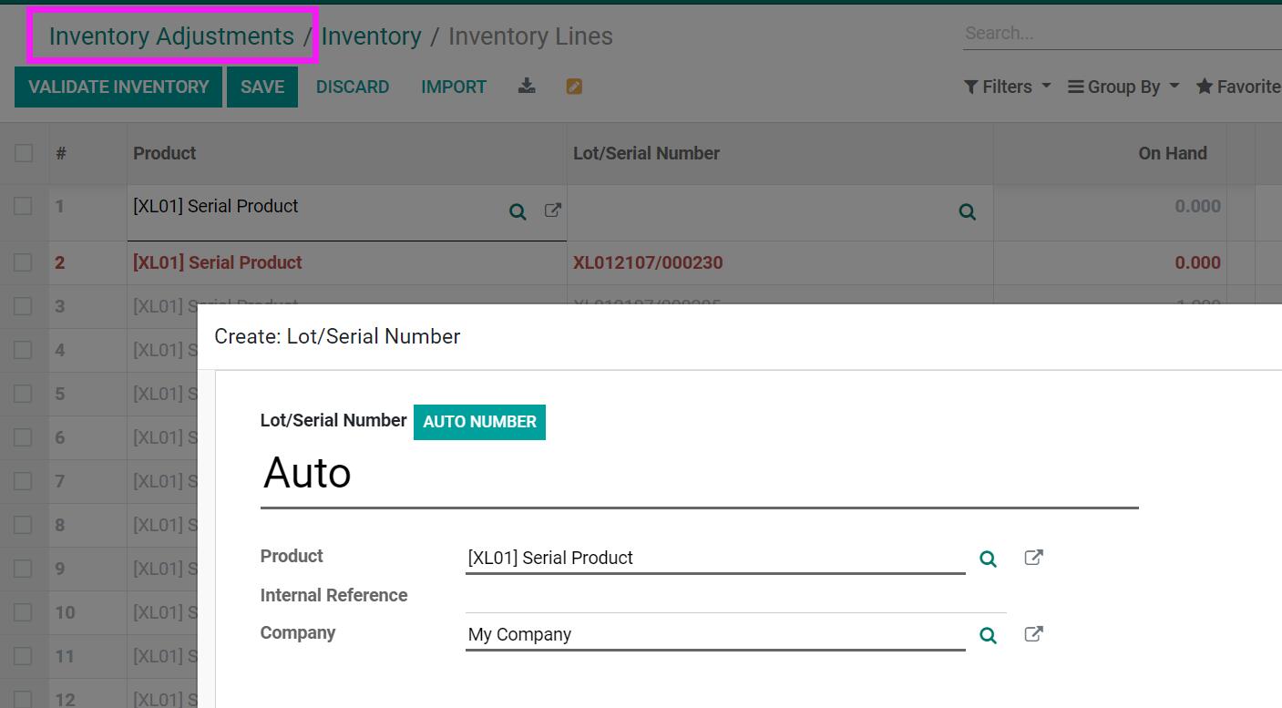 Product Auto Serial, Auto Lot with Customize, stock auto lot