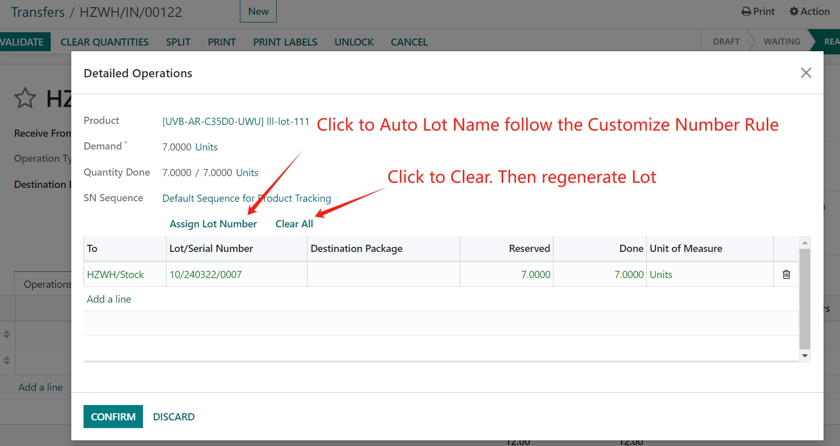 Product Auto Serial, Auto Lot with Customize, stock auto lot