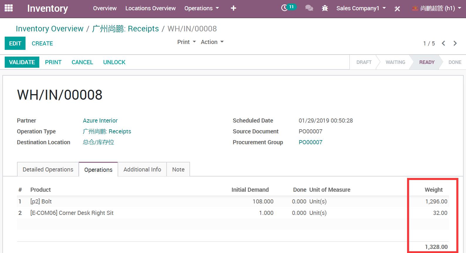 Weight in MRP Order and Report