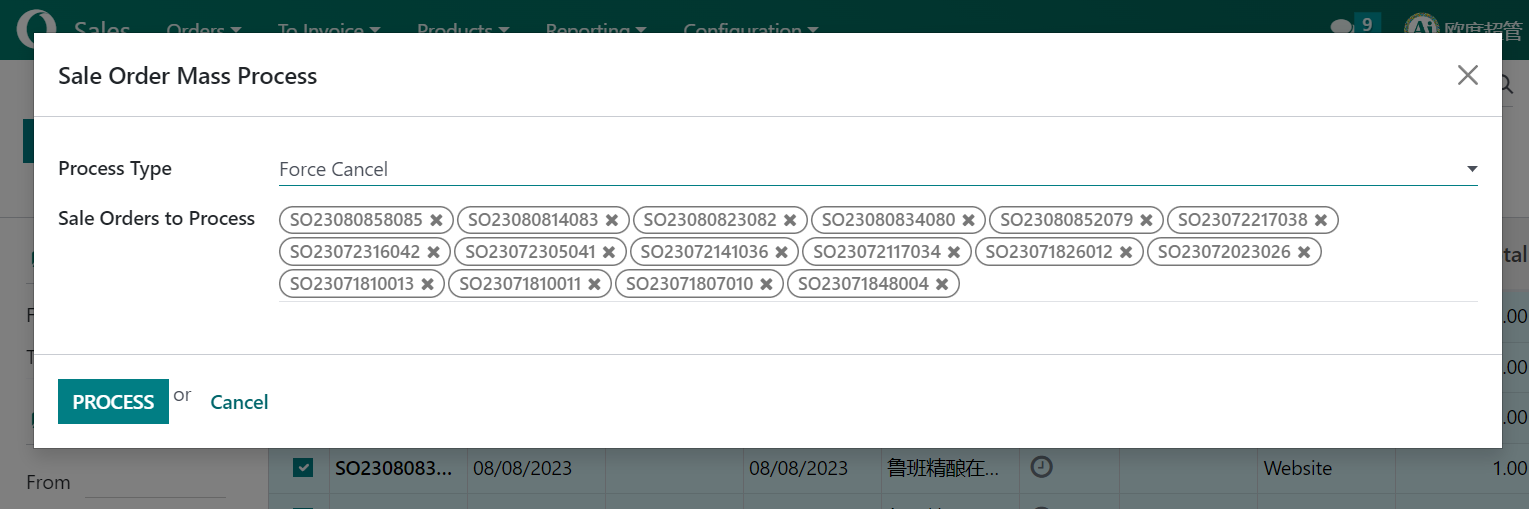 Sale Order Mass Process, Confirm, Delivery, Picking, Invoice, Payment, Cancel