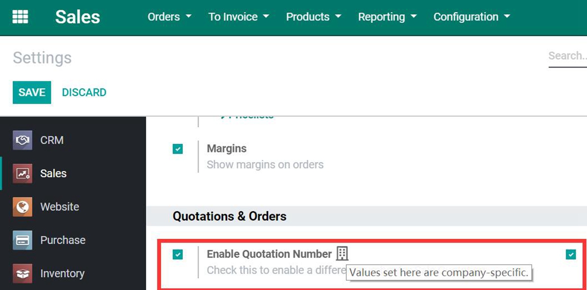 Sale Quotation Number