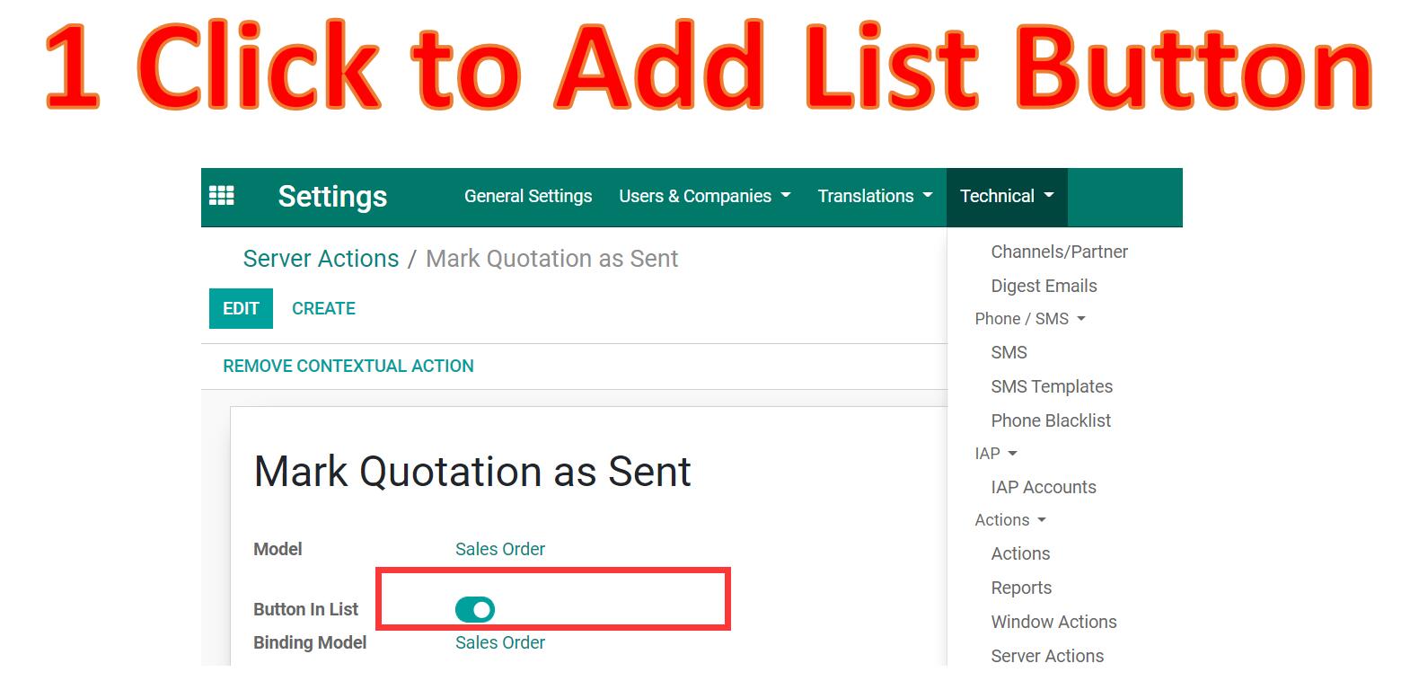 List Multi Action button, Easy multi operate