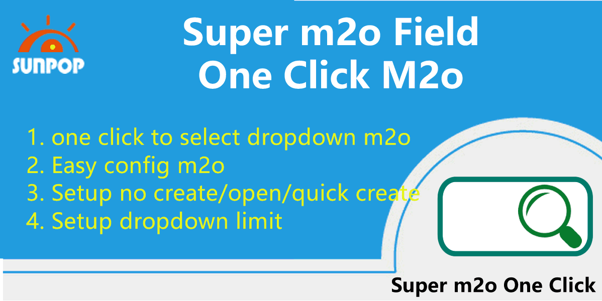 Easy many2one. 1 click select record in many2one m2o field. Easy config m2o