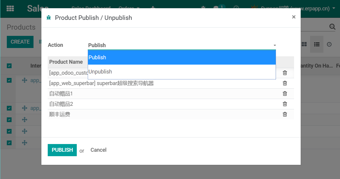 Multiple Product Publish and Unpublish