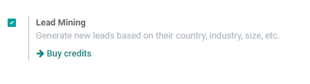 Activate lead mining in Odoo CRM settings.
