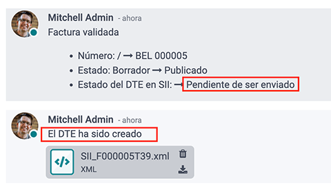 DTE status in SII and creation of DTE/XML