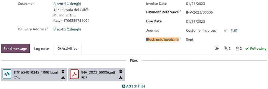 Electronic invoicing status (waiting for confirmation)