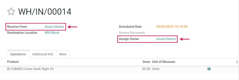 Matching vendor fields in consignment Receipt creation.