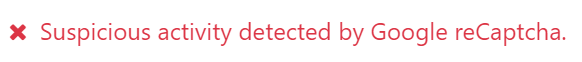 Google reCAPTCHA verification error message
