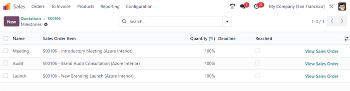 使用里程碑产品为销售订单添加里程碑。