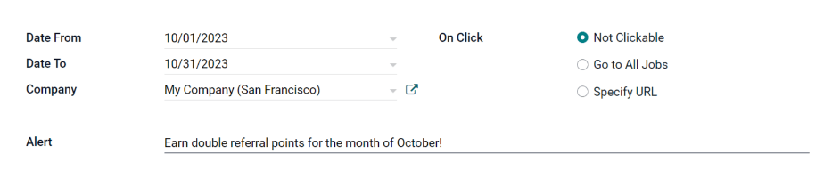 填写完整的警报表，并输入所有选项。
