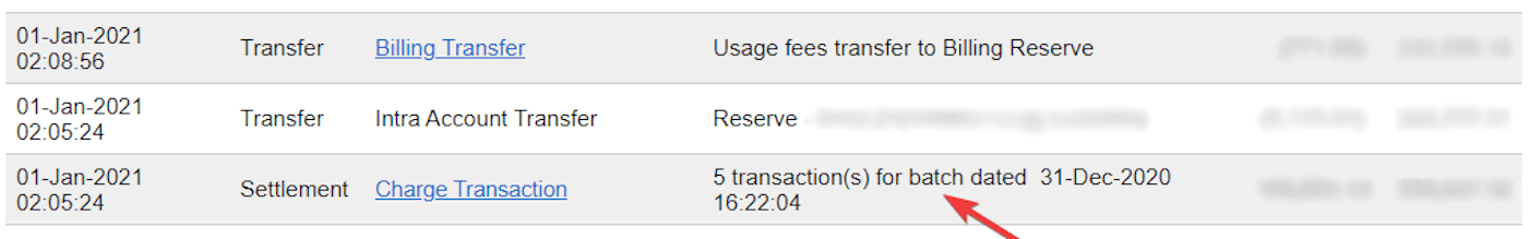 Settlement batch of an Authorize.Net statement