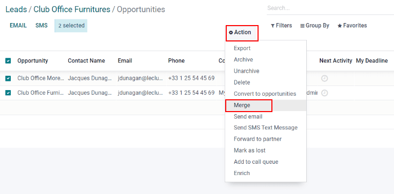从列表视图的操作菜单中合并选项。