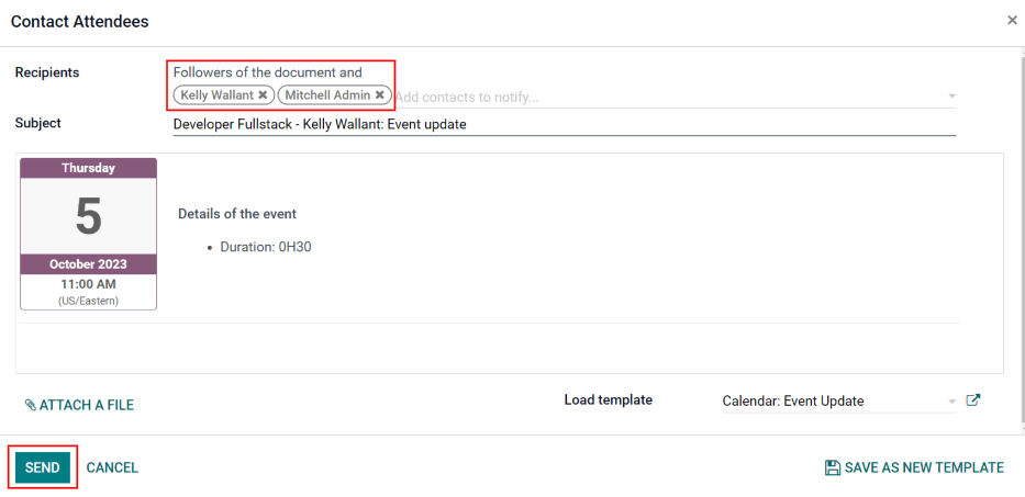 输入信息以通过电子邮件发送活动。