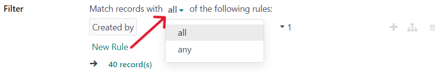 将记录与筛选字段中的所有或任何规则进行匹配，以开展市场营销活动。