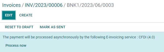 CFDI（4.0）电子发票服务流程付款现在消息。
