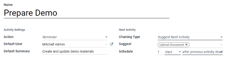新活动类型表单。