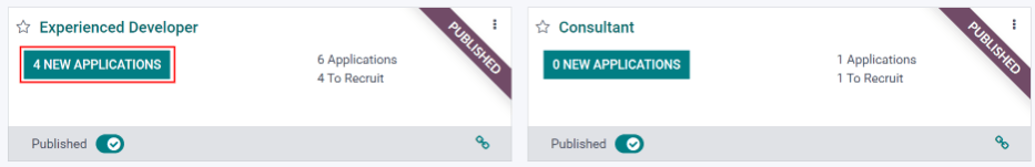 职位卡片主仪表板视图，显示新申请按钮。