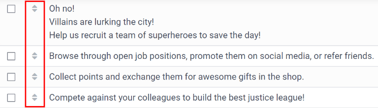 列表中的入职培训幻灯片，拖放箭头突出显示。