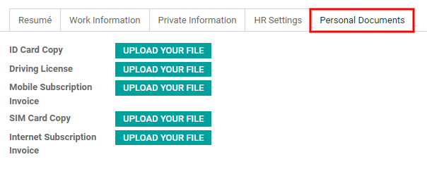 Upload personal documents for the employee in the Personal Documents tab, either a jpg, png, or pdf.