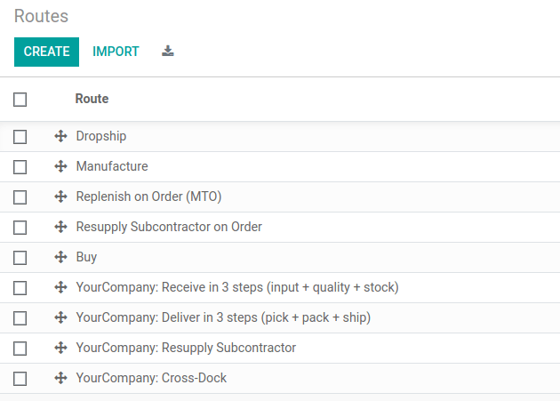 查看Odoo提供的所有预配置路线。