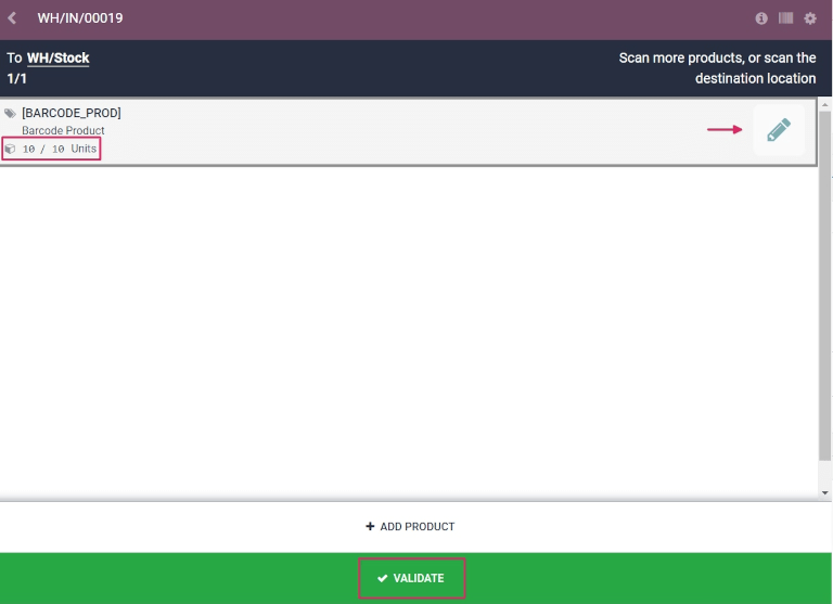 转移验证的收据概览。