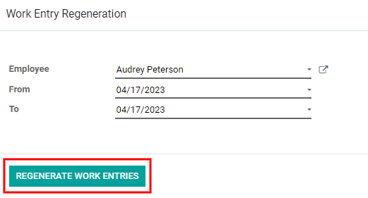 为特定员工重新生成工作条目。