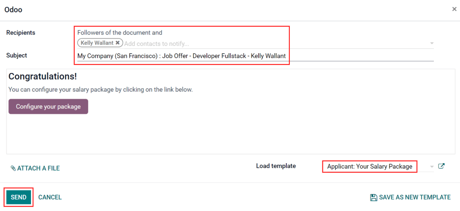 向申请人发送电子邮件，并提供薪资链接。