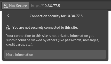 Mozilla Firefox 浏览器中的 “连接不安全” 按钮