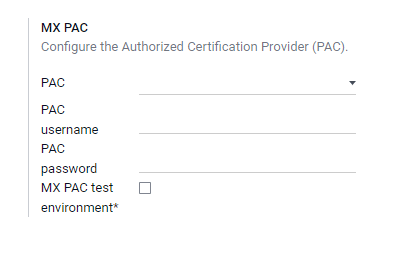 从会计设置中配置 PAC 凭据。