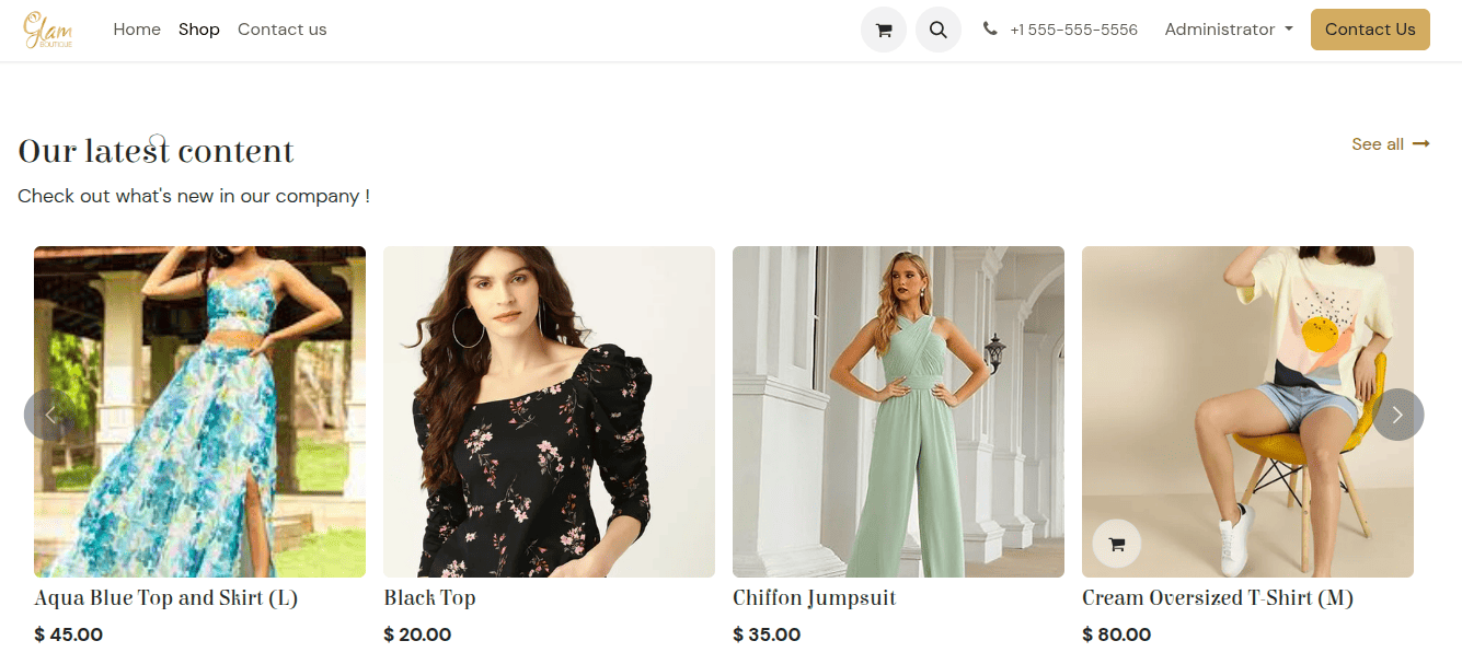 Example of a catalog block for specific products