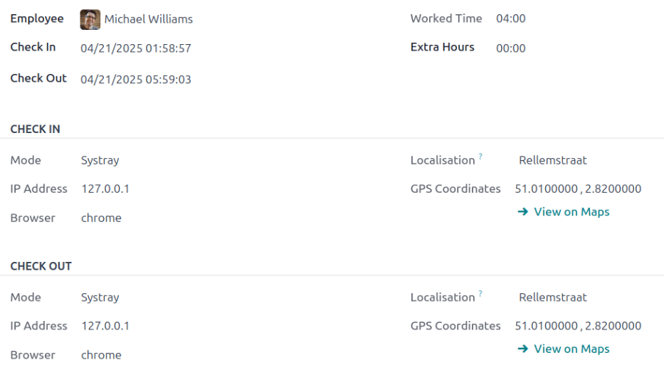 The detailed information for an attendance entry.