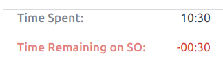 An example of a ticket with the number of hours exceeding the hours remaining.