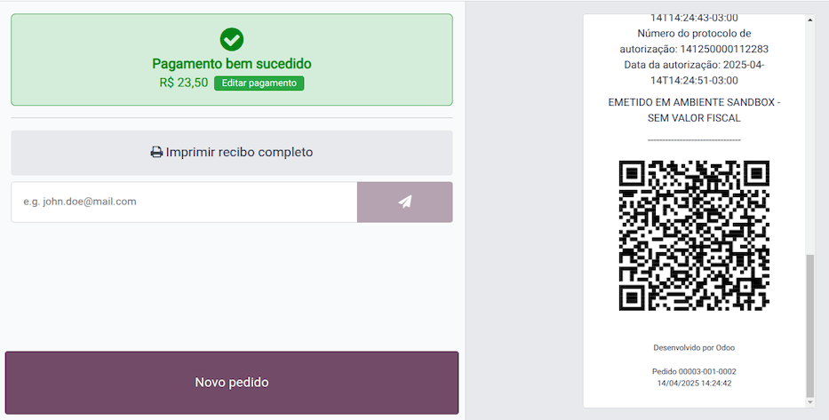 NFC-e Success in a POS session.