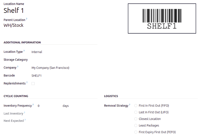 Additional Information section of new location creation form.