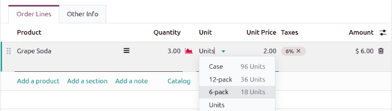 Assign packagings on the Sales Order Line.