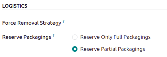 Show Reserve Packagings field on the product categories page.