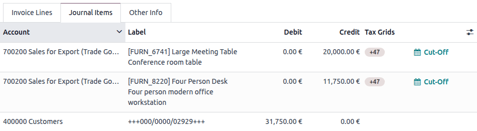 example of tax grids used on an invoice