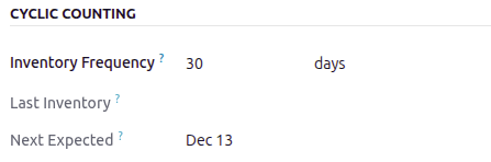 Cyclic Counting section of new location creation form.