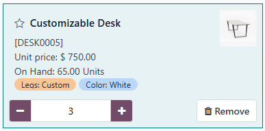 已添加的产品卡片。