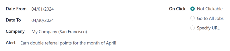 填写完整的警报表，并输入所有选项。