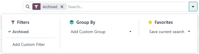 路线页面上的存档过滤器