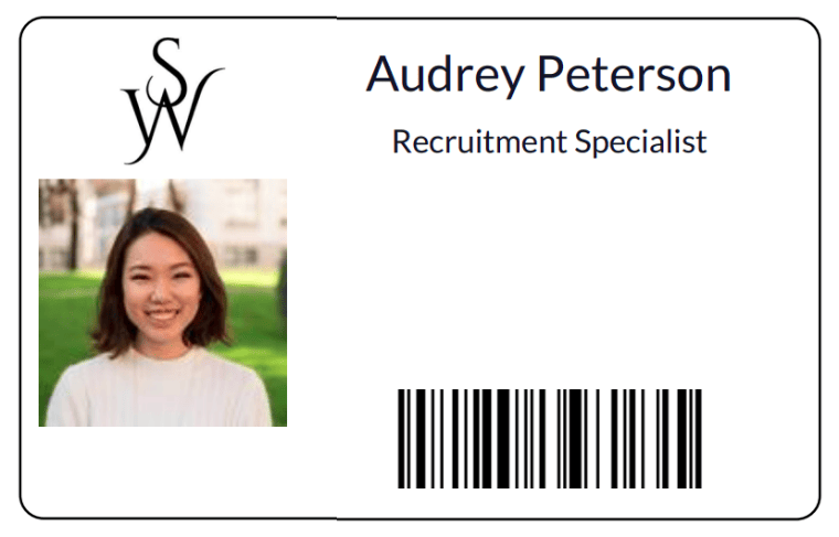 通过员工应用程序为员工创建的胸卡。