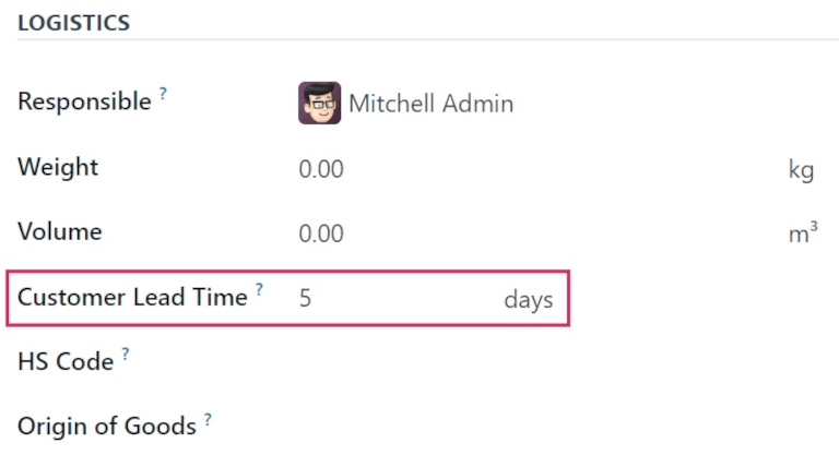 设置库存标签的产品表单。