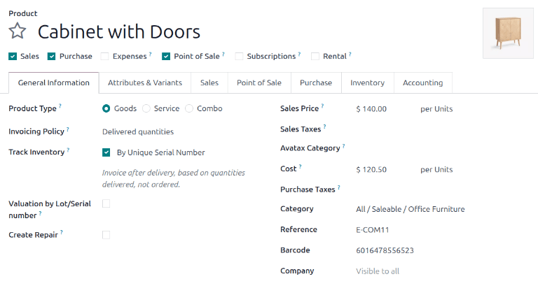 展示了带门的橱柜产品表单，其中包含各种细节和字段。