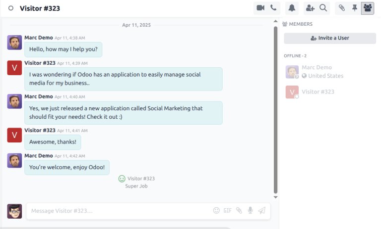 在讨论应用程序中查看聊天副本。