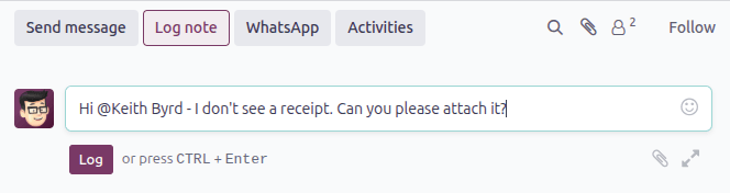在沟通栏中发送信息。