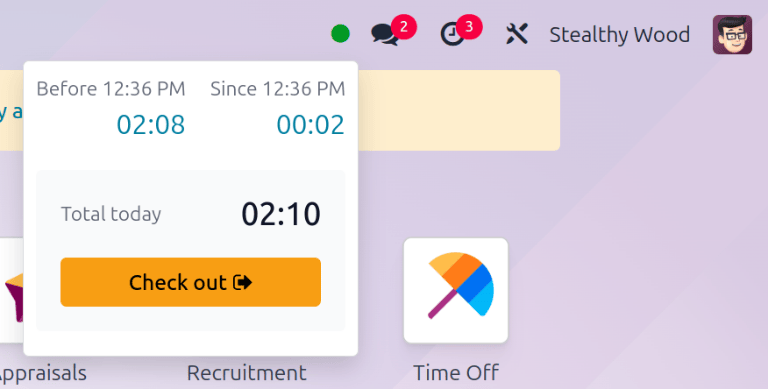员工在数据库中签到时弹出的窗口。