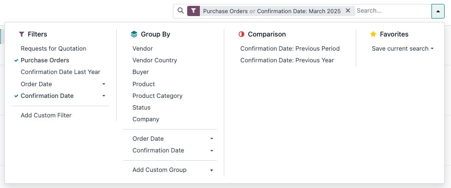 生产分析报告的搜索栏。