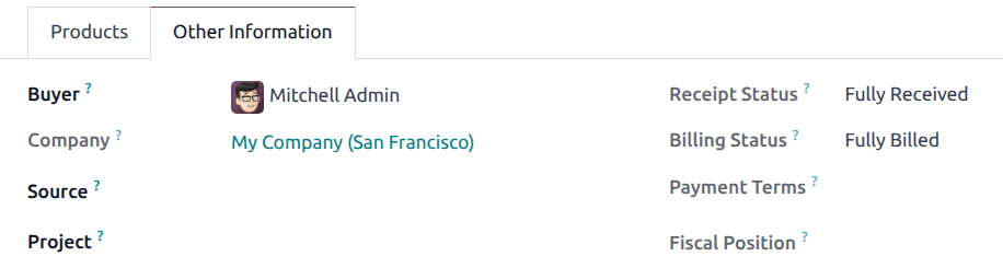 采购订单表上的账单状态字段。